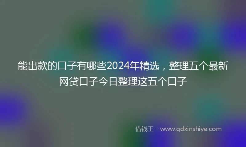 能出款的口子有哪些2024年精选,整理五个最新网贷口子今日整理这五个口子