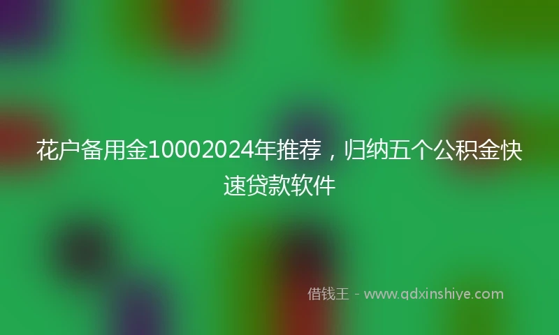 花户备用金10002024年推荐，归纳五个公积金快速贷款软件