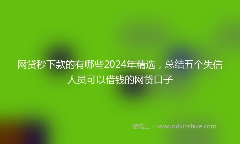 网贷秒下款的有哪些2024年精选，总结五个失信人员可以借钱的网贷口子
