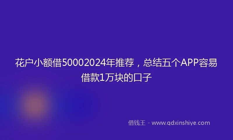 花户小额借50002024年推荐，总结五个APP容易借款1万块的口子