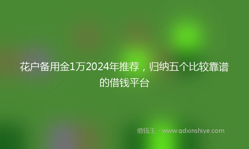 花户备用金1万2024年推荐，归纳五个比较靠谱的借钱平台