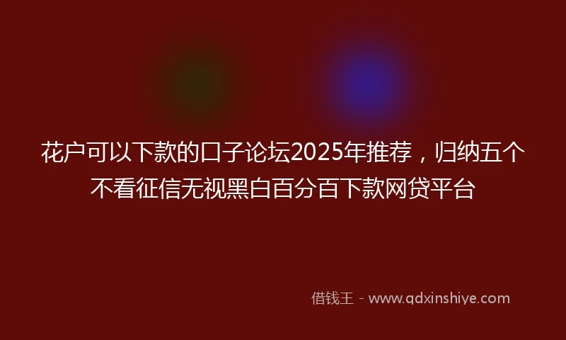 花户可以下款的口子论坛2025年推荐，归纳五个不看征信无视黑白百分百下款网贷平台