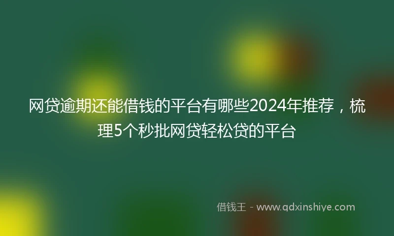 网贷逾期还能借钱的平台有哪些2024年推荐，梳理5个秒批网贷轻松贷的平台