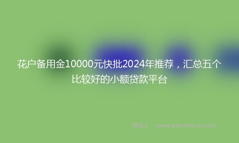 花户备用金10000元快批2024年推荐,汇总五个比较好的小额贷款平台