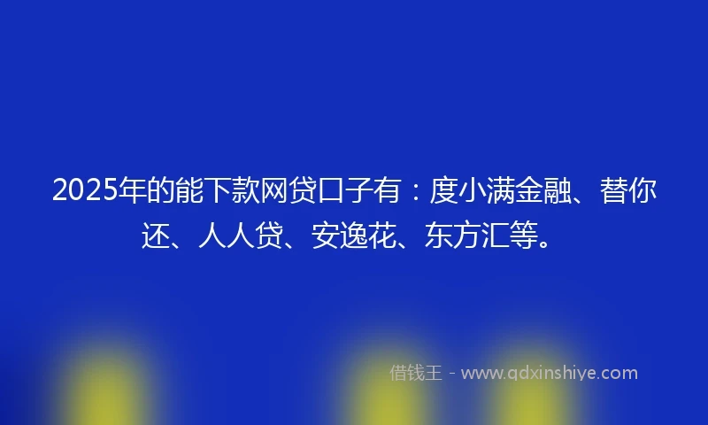 2025年的能下款网贷口子有：度小满金融、替你还、人人贷、安逸花、东方汇等。