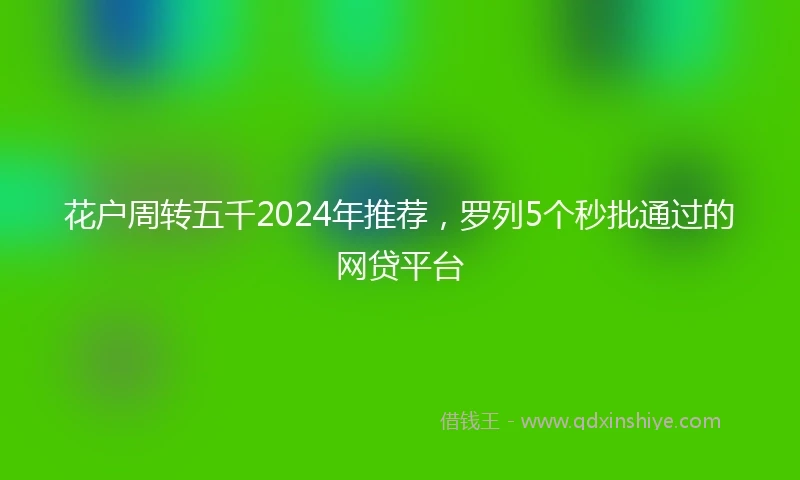 花户周转五千2024年推荐，罗列5个秒批通过的网贷平台
