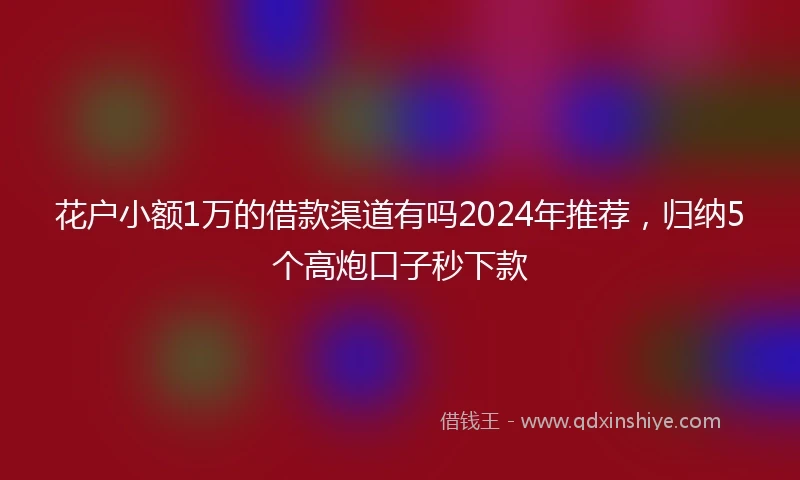 花户小额1万的借款渠道有吗2024年推荐，归纳5个高炮口子秒下款