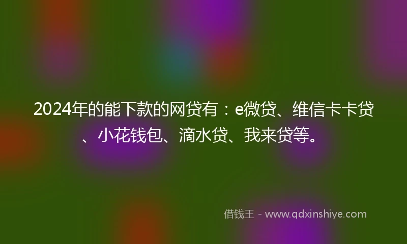 2024年的能下款的网贷有：e微贷、维信卡卡贷、小花钱包、滴水贷、我来贷等。