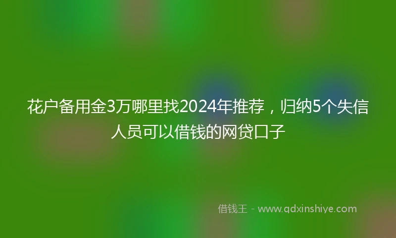 花户备用金3万哪里找2024年推荐，归纳5个失信人员可以借钱的网贷口子