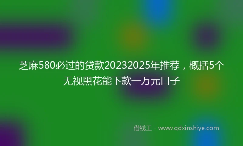 芝麻580必过的贷款20232025年推荐，概括5个无视黑花能下款一万元口子