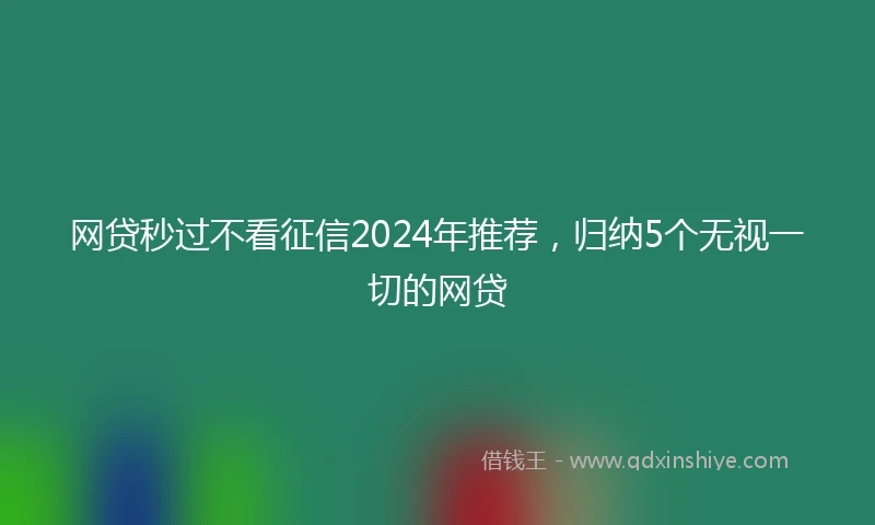 网贷秒过不看征信2024年推荐，归纳5个无视一切的网贷