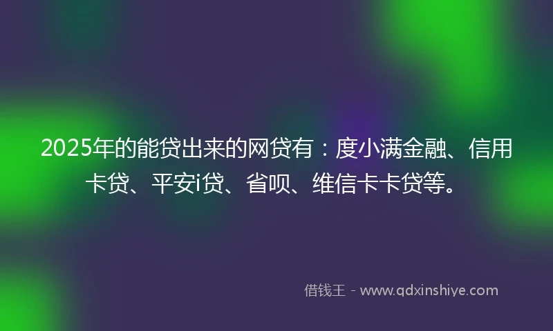 2025年的能贷出来的网贷有：度小满金融、信用卡贷、平安i贷、省呗、维信卡卡贷等。