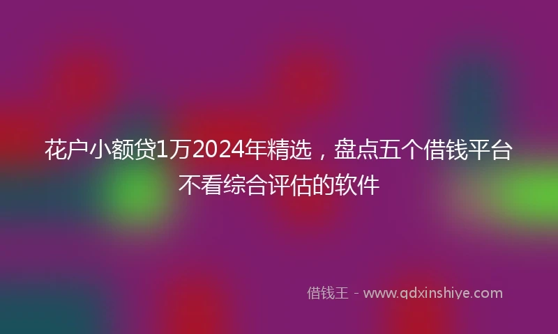 花户小额贷1万2024年精选,盘点五个借钱平台不看综合评估的软件