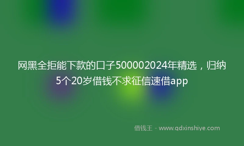 网黑全拒能下款的口子500002024年精选，归纳5个20岁借钱不求征信速借app