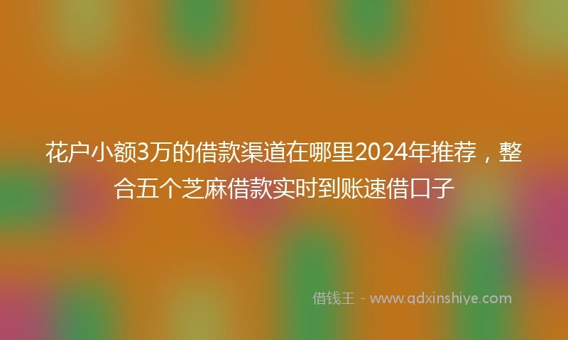 花户小额3万的借款渠道在哪里2024年推荐，整合五个芝麻借款实时到账速借口子
