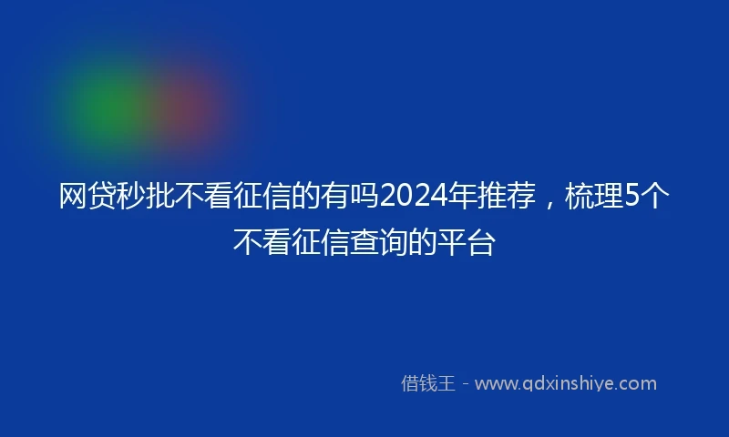 网贷秒批不看征信的有吗2024年推荐，梳理5个不看征信查询的平台
