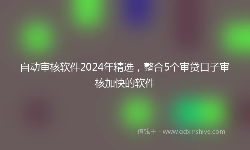 自动审核软件2024年精选,整合5个审贷口子审核加快的软件