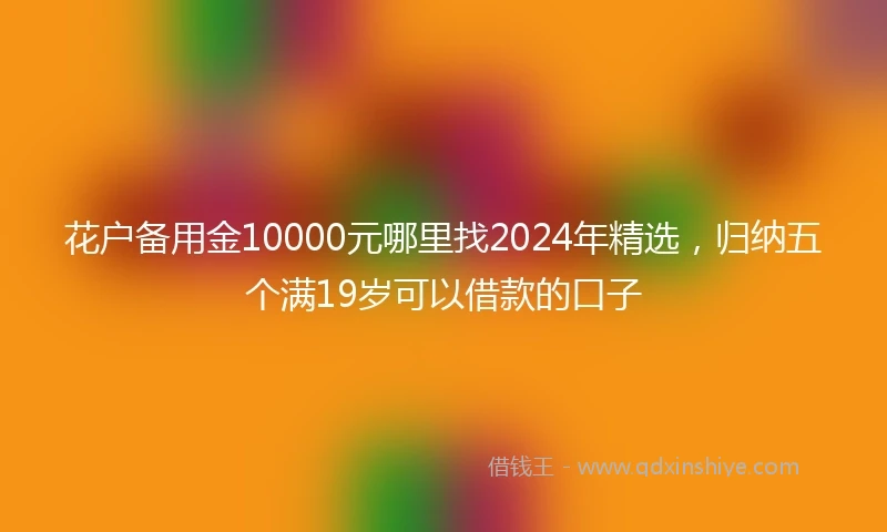 花户备用金10000元哪里找2024年精选，归纳五个满19岁可以借款的口子