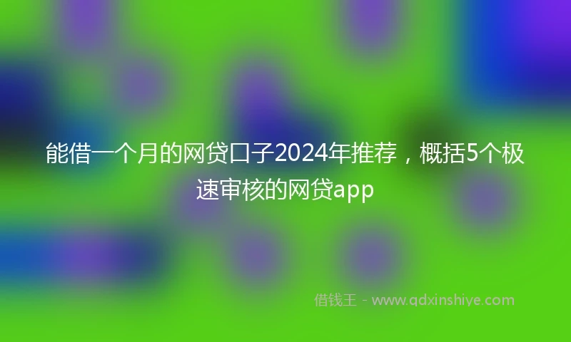 能借一个月的网贷口子2024年推荐，概括5个极速审核的网贷app