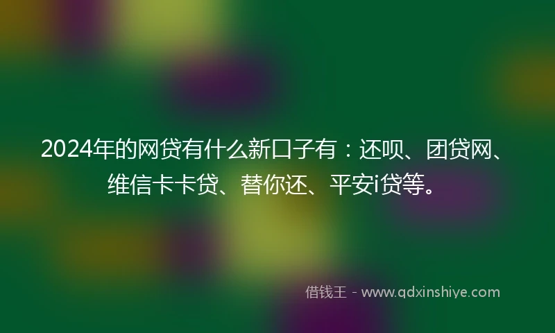 2024年的网贷有什么新口子有：还呗、团贷网、维信卡卡贷、替你还、平安i贷等。