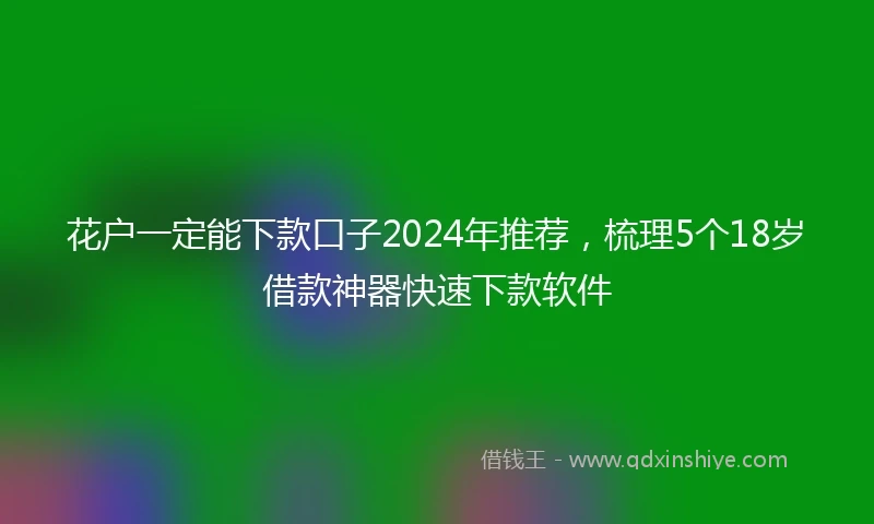 花户一定能下款口子2024年推荐，梳理5个18岁借款神器快速下款软件