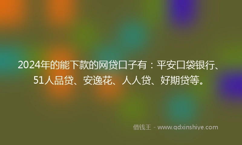 2024年的能下款的网贷口子有：平安口袋银行、51人品贷、安逸花、人人贷、好期贷等。