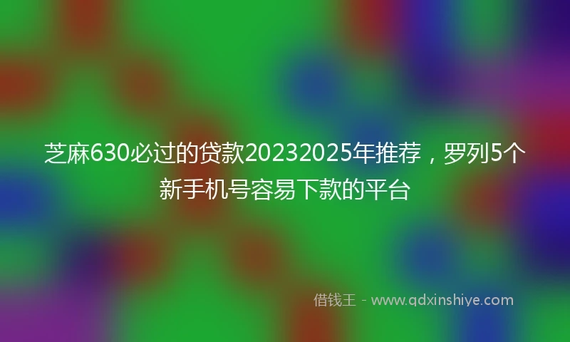 芝麻630必过的贷款20232025年推荐，罗列5个新手机号容易下款的平台