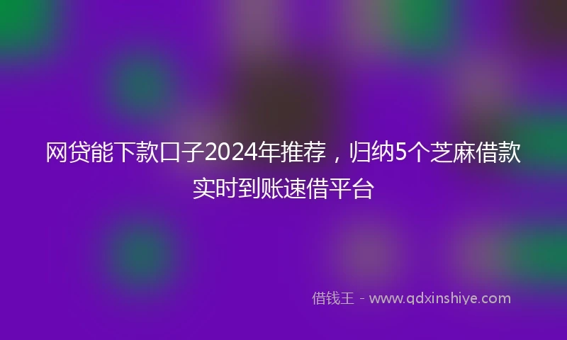 网贷能下款口子2024年推荐，归纳5个芝麻借款实时到账速借平台