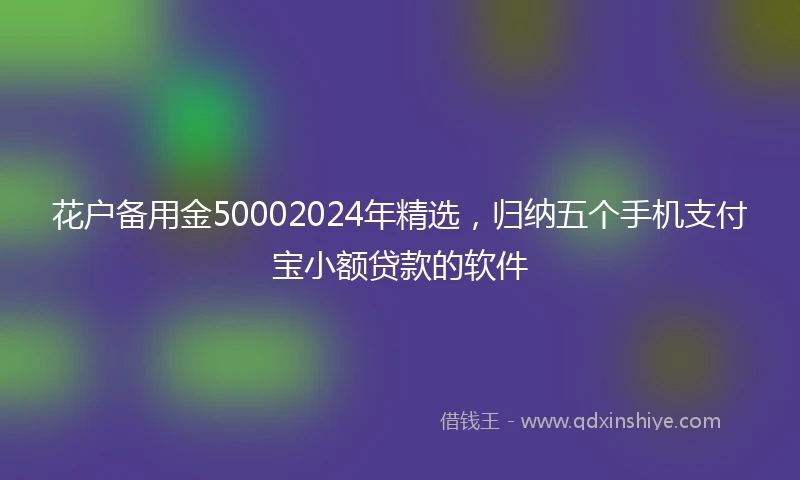 花户备用金50002024年精选,归纳五个手机支付宝小额贷款的软件