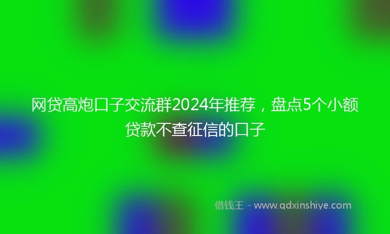 网贷高炮口子交流群2024年推荐，盘点5个小额贷款不查征信的口子