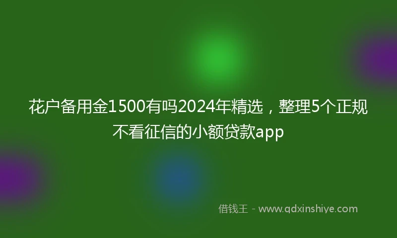 花户备用金1500有吗2024年精选，整理5个正规不看征信的小额贷款app