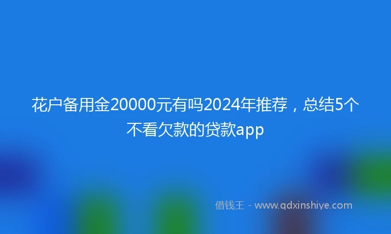 花户备用金20000元有吗2024年推荐，总结5个不看欠款的贷款app