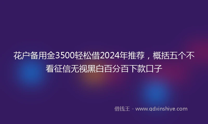 花户备用金3500轻松借2024年推荐，概括五个不看征信无视黑白百分百下款口子