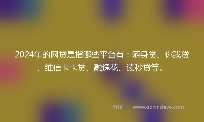 2024年的网贷是指哪些平台有：随身贷、你我贷、维信卡卡贷、融逸花、读秒贷等。