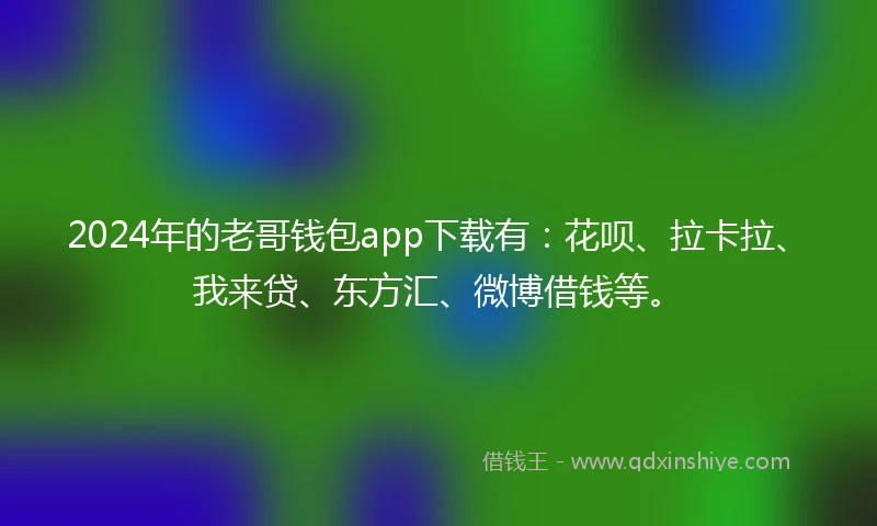 2024年的老哥钱包app下载有：花呗、拉卡拉、我来贷、东方汇、微博借钱等。