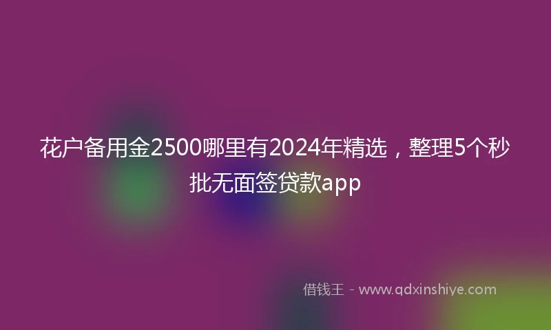 花户备用金2500哪里有2024年精选，整理5个秒批无面签贷款app