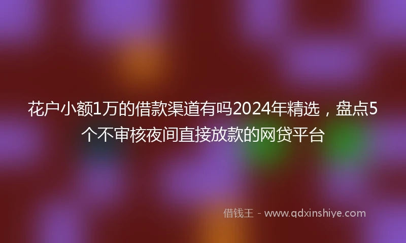 花户小额1万的借款渠道有吗2024年精选,盘点5个不审核夜间直接放款的网贷平台