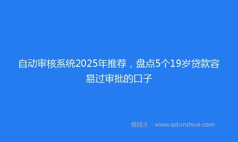 自动审核系统2025年推荐，盘点5个19岁贷款容易过审批的口子