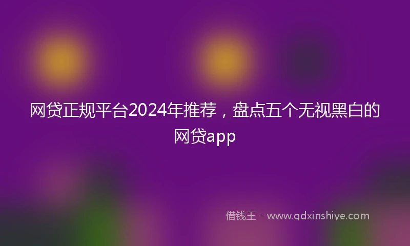 网贷正规平台2024年推荐，盘点五个无视黑白的网贷app