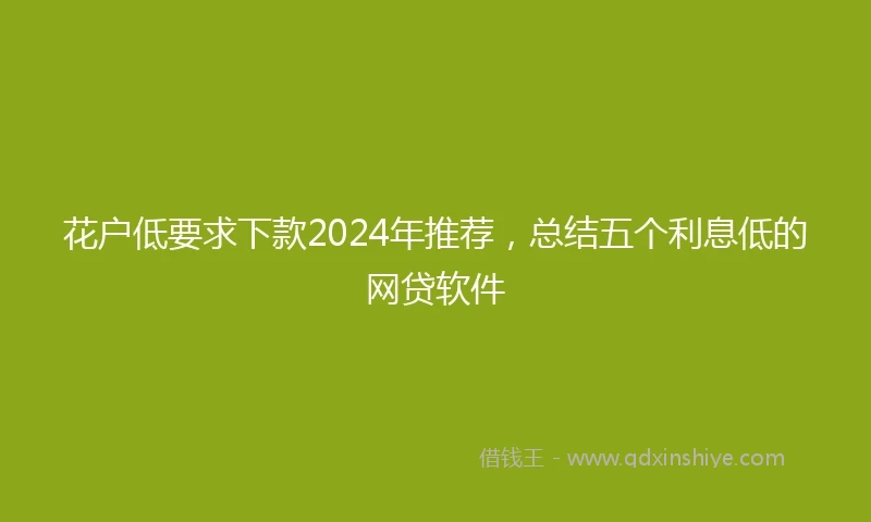 花户低要求下款2024年推荐，总结五个利息低的网贷软件