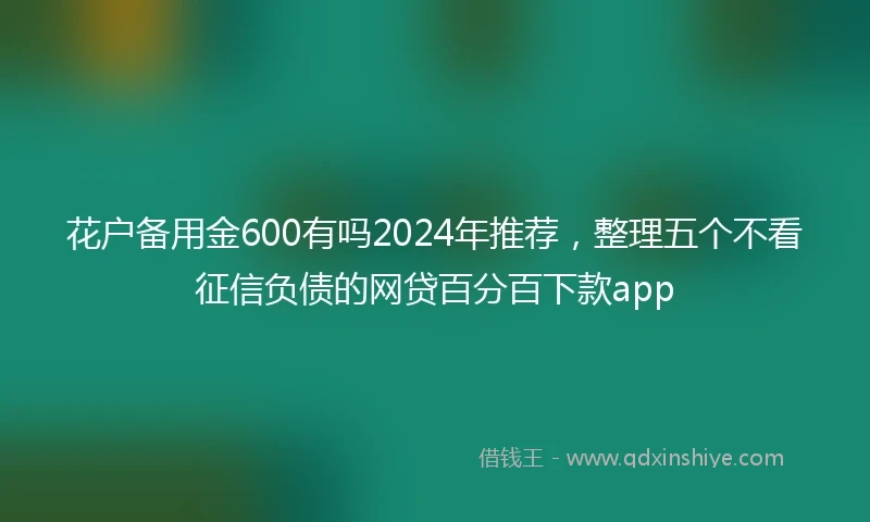 花户备用金600有吗2024年推荐,整理五个不看征信负债的网贷百分百下款app