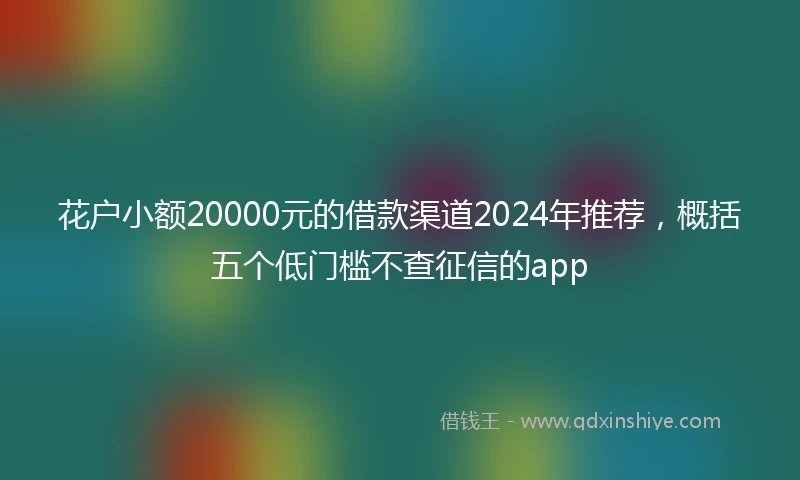 花户小额20000元的借款渠道2024年推荐，概括五个低门槛不查征信的app