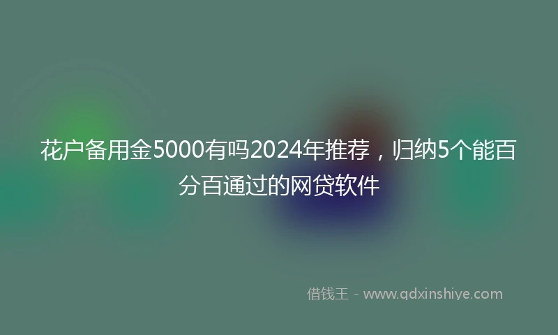 花户备用金5000有吗2024年推荐，归纳5个能百分百通过的网贷软件