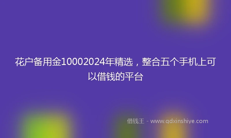 花户备用金10002024年精选，整合五个手机上可以借钱的平台