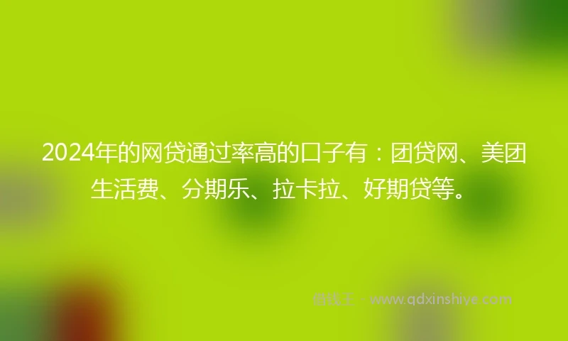 2024年的网贷通过率高的口子有：团贷网、美团生活费、分期乐、拉卡拉、好期贷等。