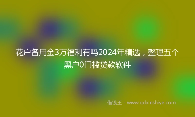 花户备用金3万福利有吗2024年精选，整理五个黑户0门槛贷款软件