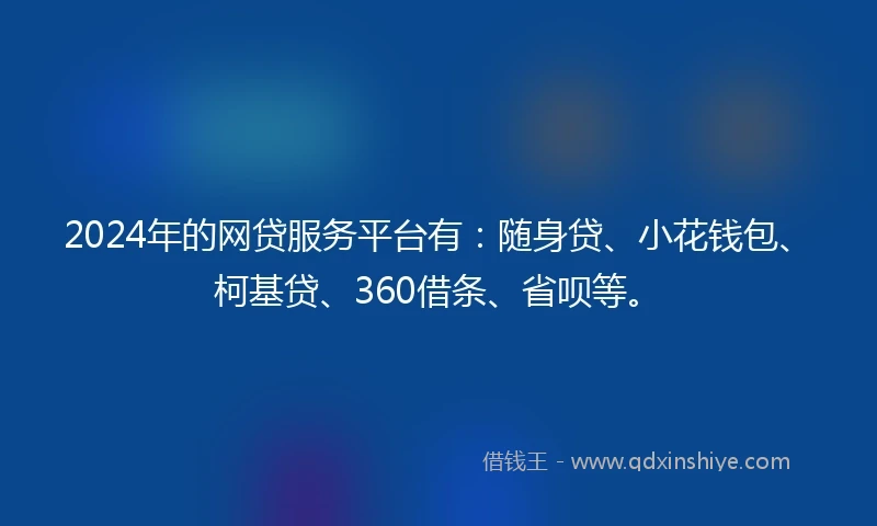 2024年的网贷服务平台有：随身贷、小花钱包、柯基贷、360借条、省呗等。