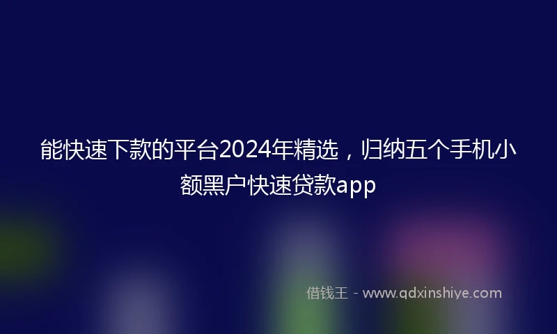 能快速下款的平台2024年精选，归纳五个手机小额黑户快速贷款app