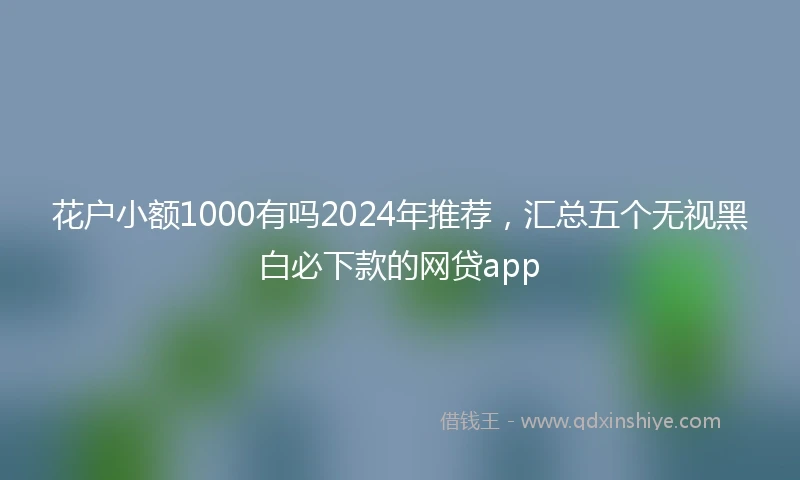 花户小额1000有吗2024年推荐，汇总五个无视黑白必下款的网贷app