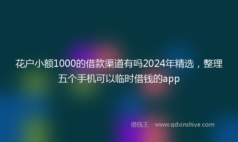花户小额1000的借款渠道有吗2024年精选，整理五个手机可以临时借钱的app
